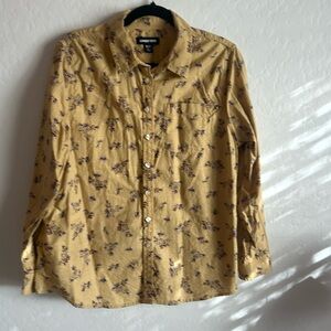 Lands End Size Medium Petite Yellow Shirt.